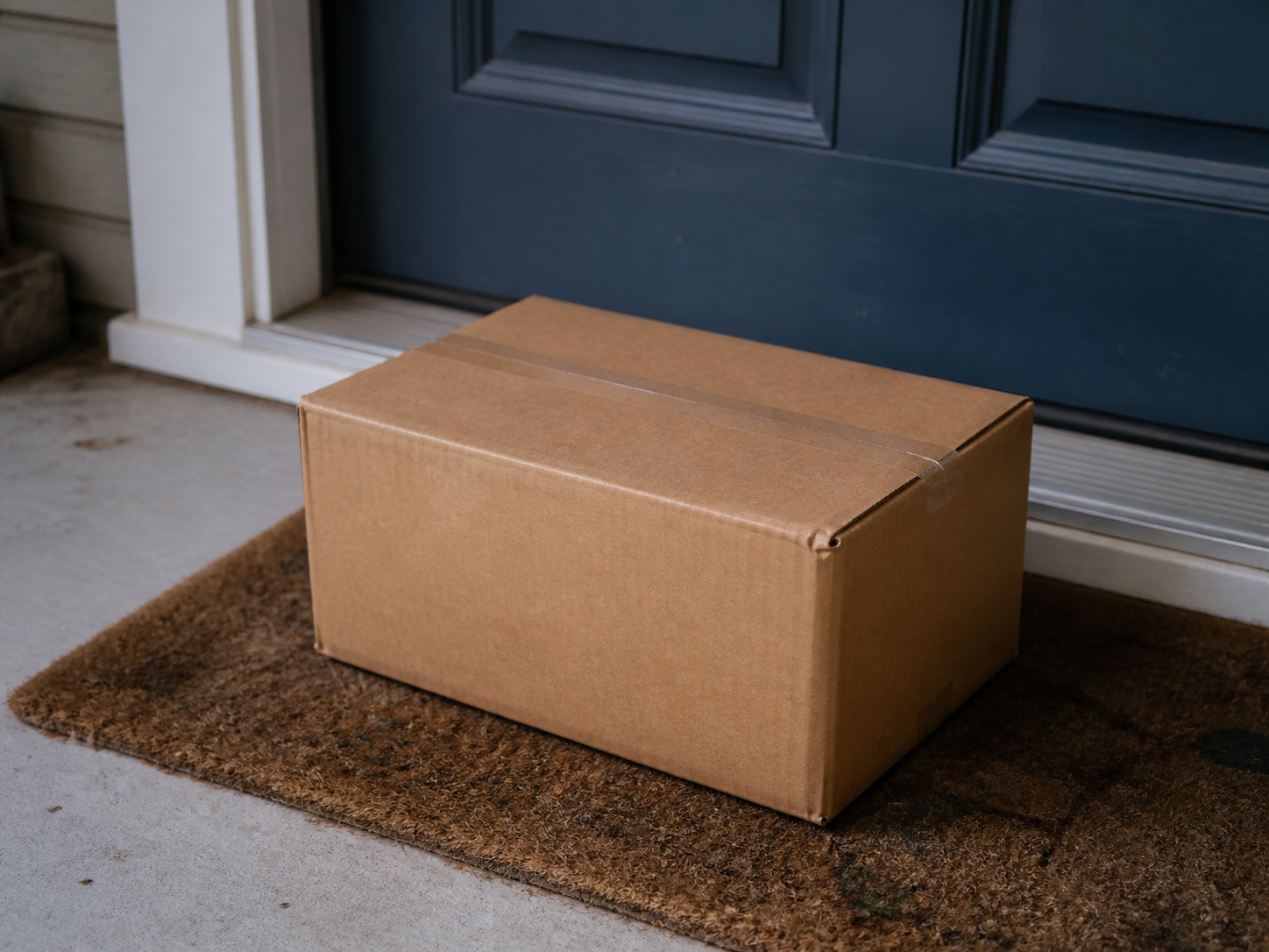 A delivery box waiting on a front doorstep